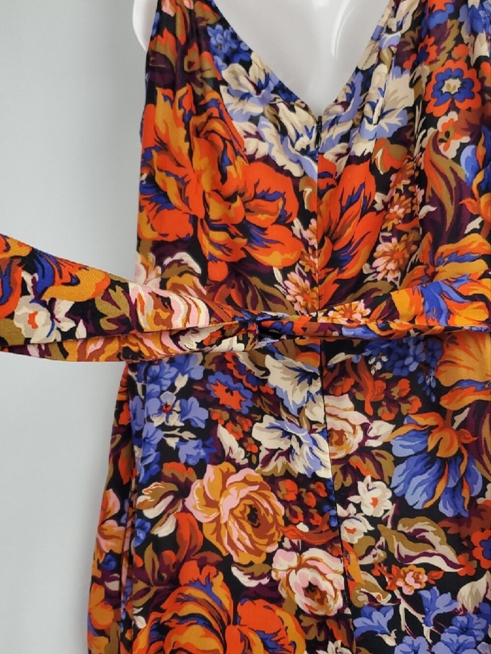 MSK Orange Floral Halter Wide-Leg Jumpsuit with Blue Accents - Picture 6 of 10